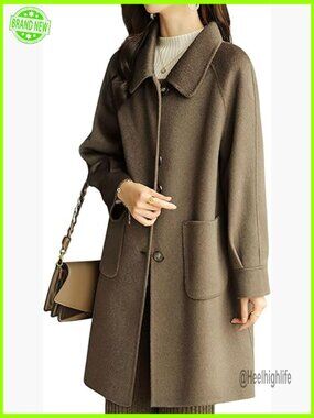 Wool Peacoat Classic Long Winter Overcoat with Pockets